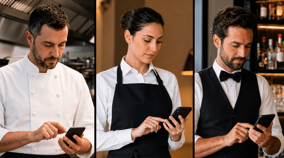 Staff logging data in the Profit Meter mobile app